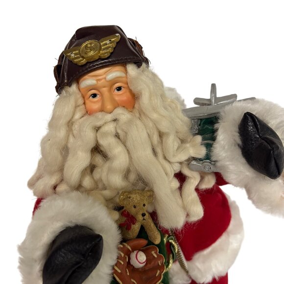 Aviator Santa Figurine Holiday Decor Airplanes Christmas Vintage 16.5" - Picture 2 of 9